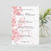 Pink Floral Cherry Blossom Wedding Invitation (Standing Front)