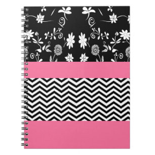 pink floral chevron notebook