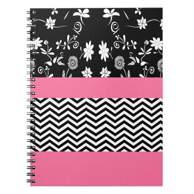 pink floral chevron notebook (Front)