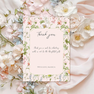 Pink Floral Chinoiserie Baby Shower Thank You Card