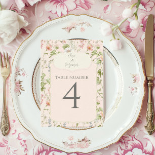 Pink Floral Chinoiserie Wedding Table Number