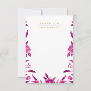 Pink floral Chinoiserie Wedding thank you Card