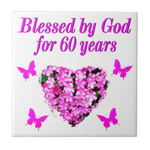 PINK FLORAL CHRISTIAN 60TH BIRTHDAY DESIGN TILE