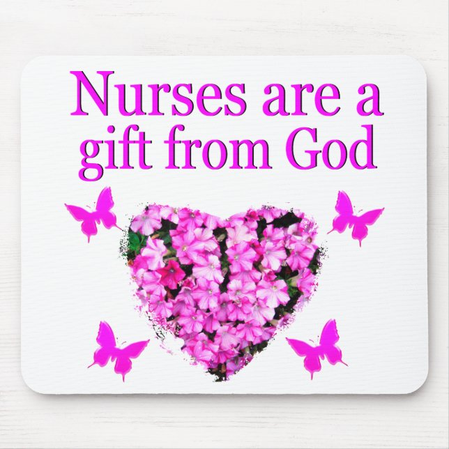 PINK FLORAL CHRISTIAN NURSE DESIGN MOUSE PAD (Front)