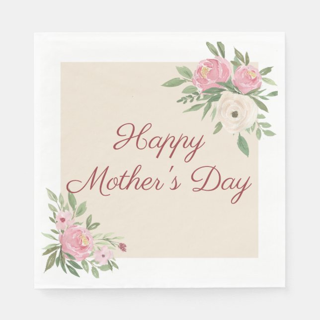 Pink Floral Church Mother's Day Brunch Napkin (Front)
