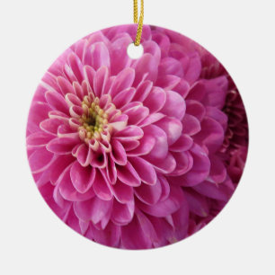 Pink Floral Circle Ceramic Ornament