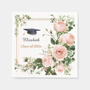 Pink  Floral Class of 2025 Graduate custom Napkin