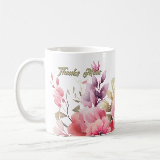 PInk Floral  Coffee Mug (Left)