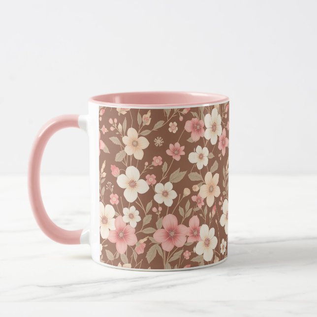 Pink Floral Coffee Mug (Left)