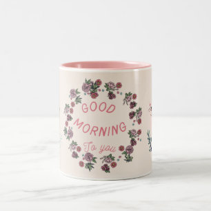 Pink Floral Coffee Mug   Cute Girly Ceramic Gift 