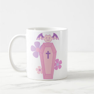 Pink Floral coffin and bat Coffee Mug