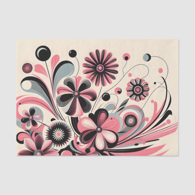 Pink floral colour pop  tissue paper (Front)