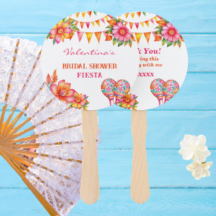 Pink Floral Colourful Fiesta Bridal Shower Hand Fan