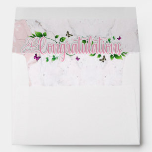 Pink Floral Congratulaions text Envelope