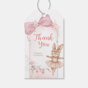 Pink Floral Coquette Bow bunny Gift Tags