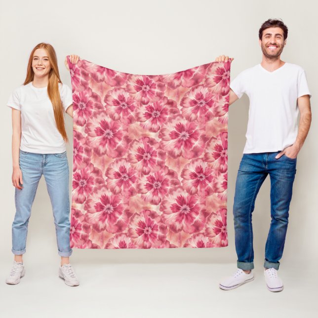Pink Floral Coquette Fleece Blanket (In Situ)