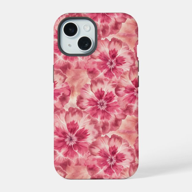 Pink Floral Coquette iPhone 15 Case (Back)