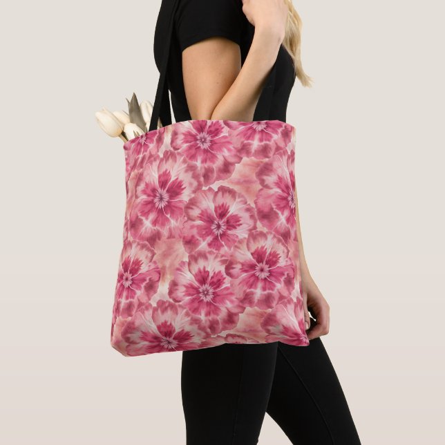 Pink Floral Coquette Tote Bag (Close Up)