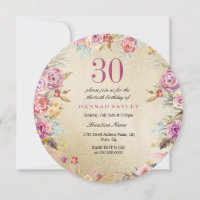 Pink Floral Country Gold 30th Birthday Party