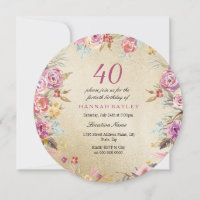Pink Floral Country Gold 40th Birthday Party