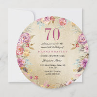 Pink Floral Country Gold 70th Birthday Party