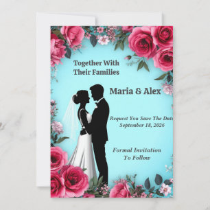 🌷 Pink Floral Couple Wedding Collection Theme 🌷 Save The Date