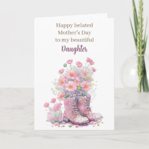 Pink Floral Cowboy Boots Belated Mother's Day Card