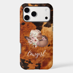 Pink Floral Cowgirl Cowboy Hat Brown Cowprint