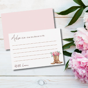 Pink Floral Cowgirl Shower Advice for the Bride Enclosure Card