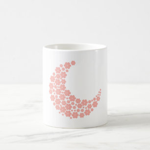 Pink Floral Crescent Moon – Boho Minimalist Moon Coffee Mug