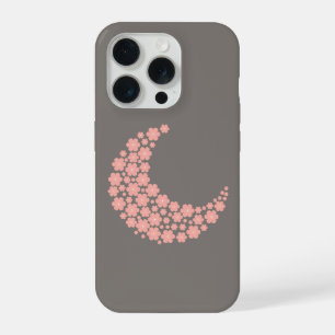 Pink Floral Crescent Moon on Dark Background – Rom iPhone 15 Pro Case