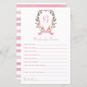 Pink Floral Crest Wishes for Baby