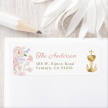 Pink Floral Cross Baptism Christening Address