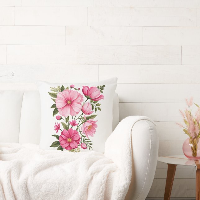 Pink Floral Cushion (Couch)
