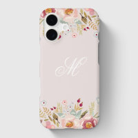 Pink Floral Custom Initial Monogram