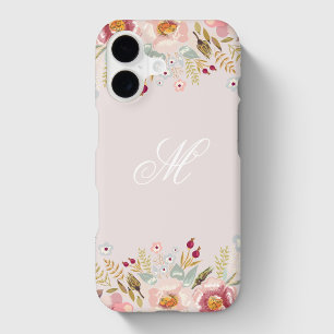 Pink Floral Custom Initial Monogram