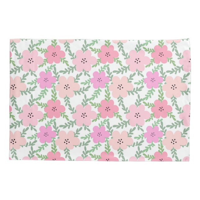 Pink floral daisy  pillowcase (Back)