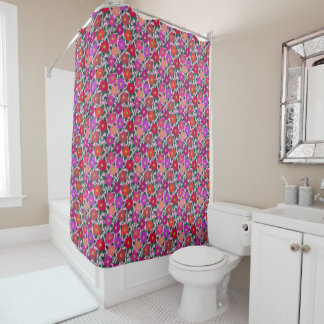 Pink floral daisy shower curtain