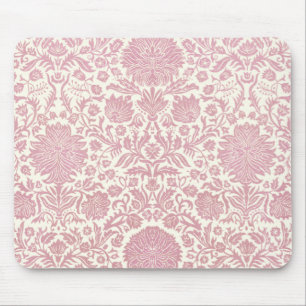 Pink Floral Damask Pattern Mouse Pad