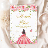 Pink Floral Dark Skin Girl Birthday Party
