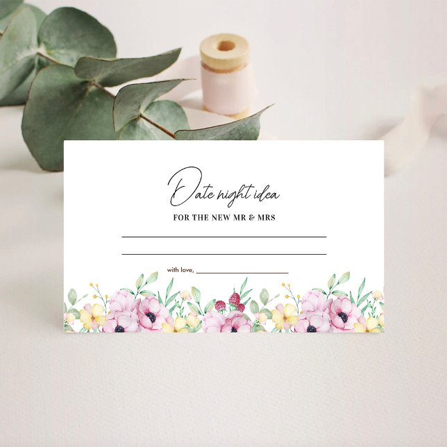 Pink Floral Date Ideas bridal Enclosure Card (Creator Uploaded)