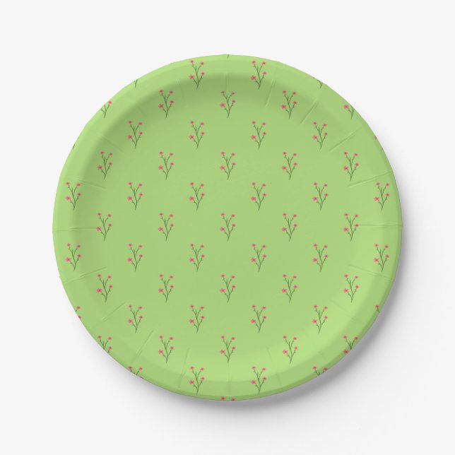 Pink Floral Decorative Pillows Paper Plate (Front)