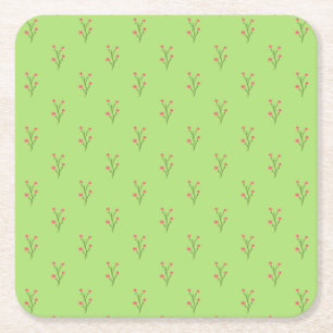 Pink Floral Decorative Pillows Square Paper Coaster
