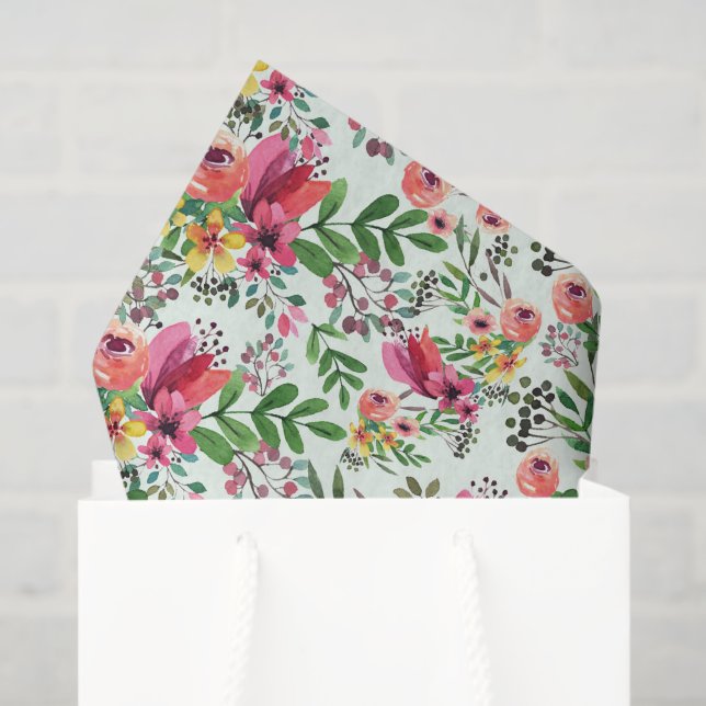 Pink Floral Decoupage Tissue Paper (Gift Bag)