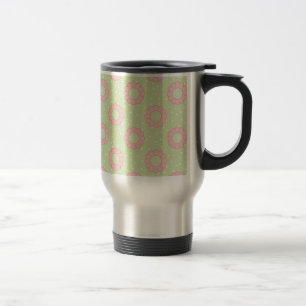Pink floral design and polka dots travel mug