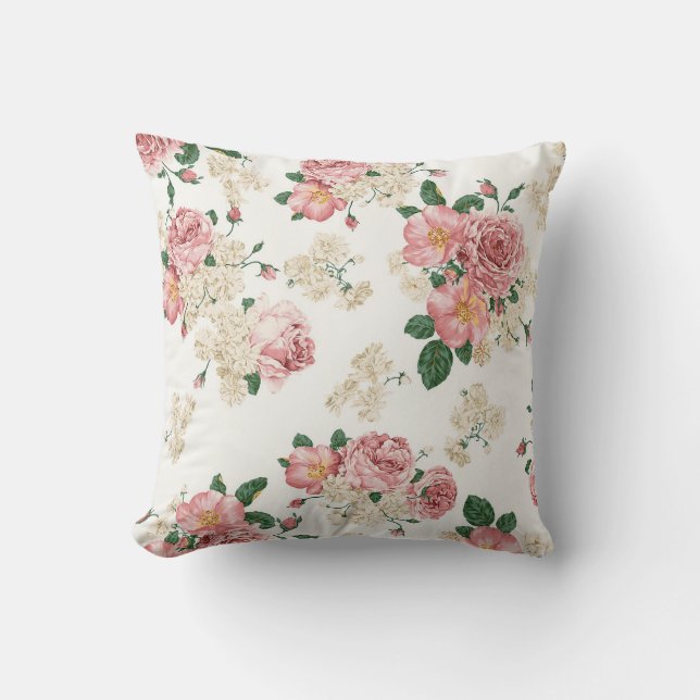 Pink Floral Designer Pillows - Customised Gifts (Front)