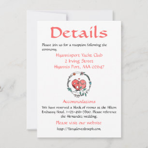 Pink Floral Details / Directions Lovebirds Flower Invitation