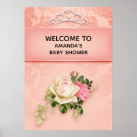 Pink floral & Diamond Tiara Princess Baby Shower