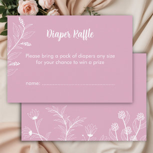 Pink Floral Diaper Raffle  Baby Shower  Enclosure Card