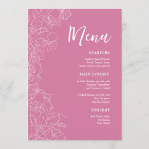 Pink Floral Dinner Menu